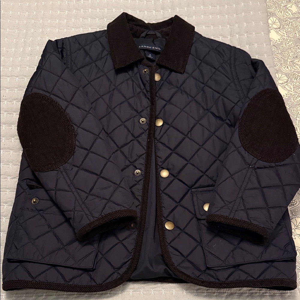 Lands End Boys Quilted Jacket with Corduroy Trim Size 5/6